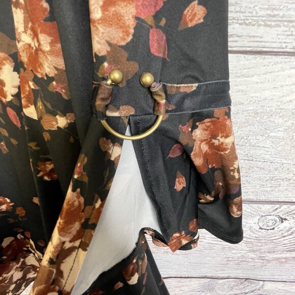 Kate Mallory Floral Blouse Size 3X Bell Sleeves Asymmetrical BOHO Fairycore - Picture 5 of 11